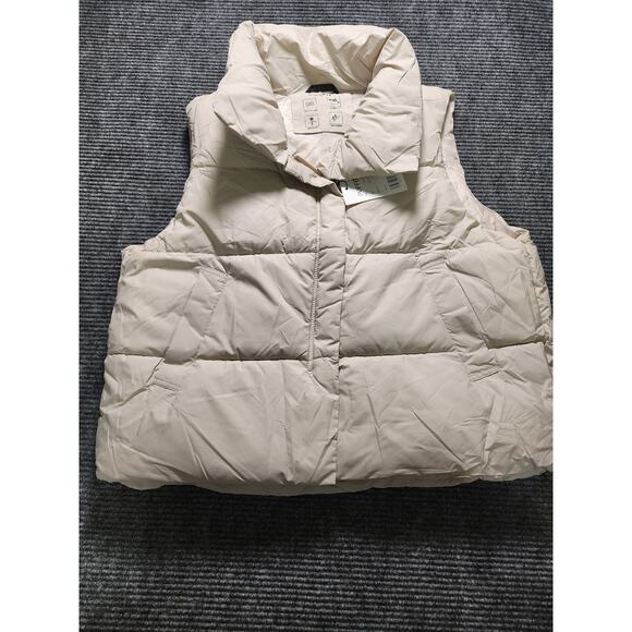 Puffit Jackets & Blazers - Puffit Cream Women's Large High Neck Puffer Vest Side Pockets Outerwear Cozy
